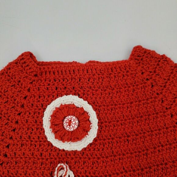 3-6 Months Baby Girl Dress Red White Crochet Knit Short Sleeve Summer Patriotic - Picture 9 of 14